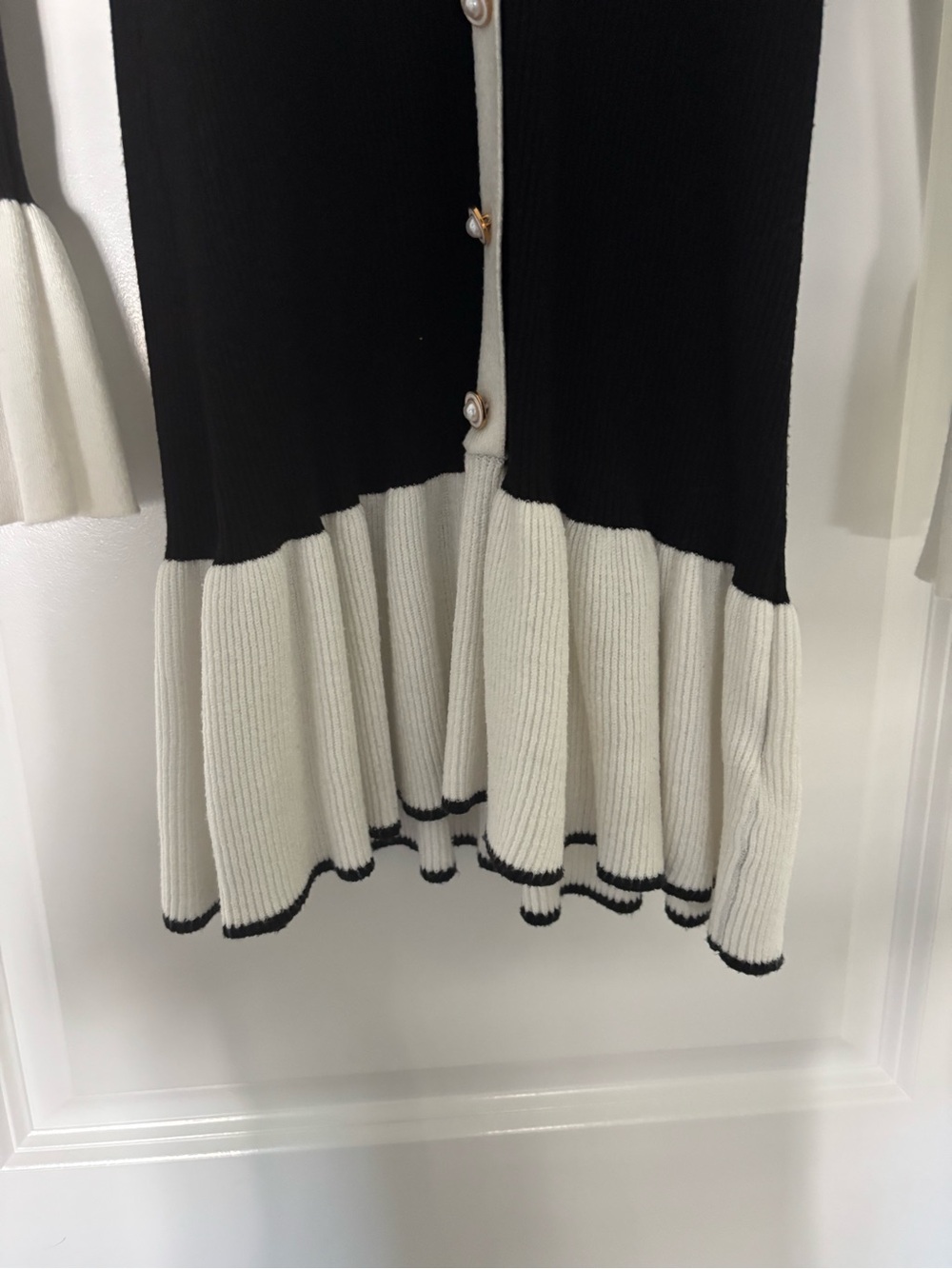 Black & Cream Button-Front Ribbed Dress - Picture 5 of 5